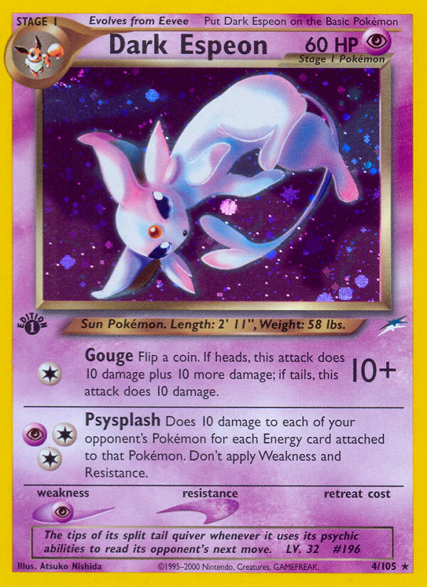Dark Espeon 4 of 105 from Neo Destiny, illustrated by Atsuko Nishida